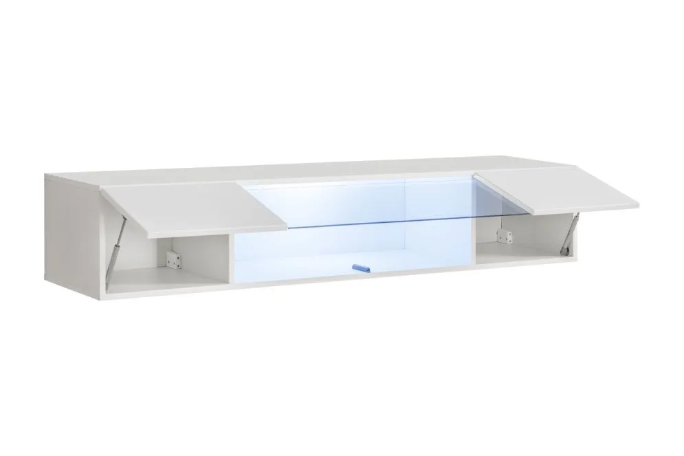 Meblościanka FLY N3 biały połysk/biały mat z biokominkiem wisząca | MIRAT. kolekcja FLY