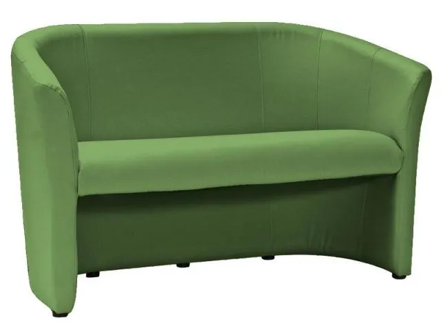 Zielona sofa do salonu z podłokietnikami i drewnianymi podkładkami TM-2