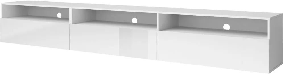 Szafka RTV BAROS 270 biała połysk stojąca/wisząca HELVETIA | MIRAT. styl GLAMOUR kolekcja BAROS