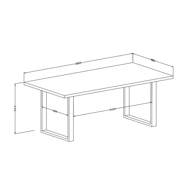 Stół HALLE 200x100 dąb wotan/czarny na metalowych nogach I sklep meblowy MIRAT. styl LOFT