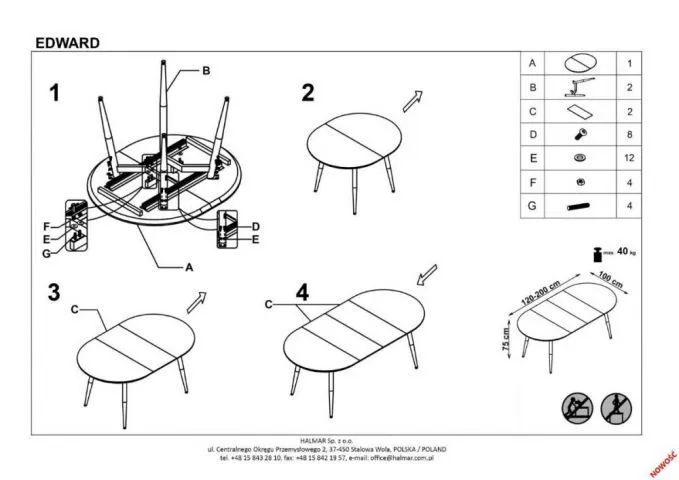 Instrukcja montażu stołu EDWARD