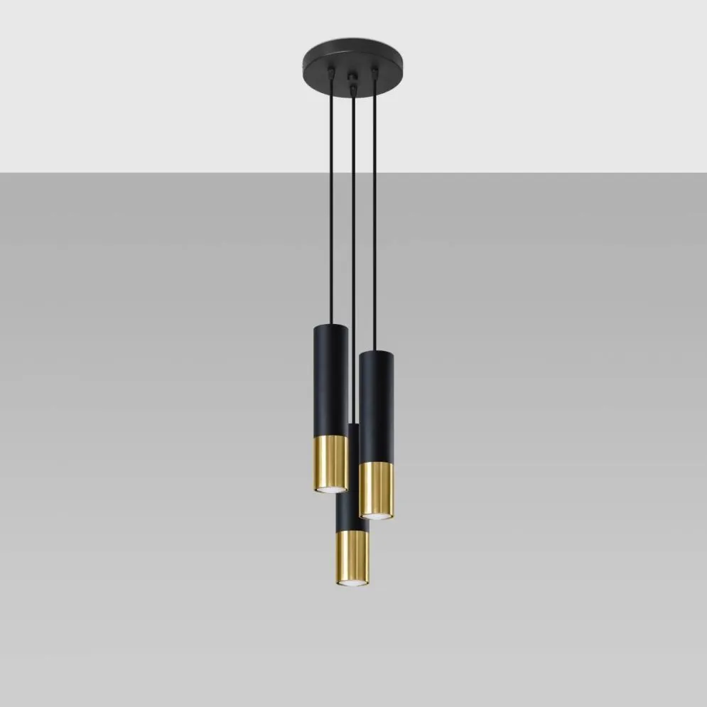 Lampa wisząca LOOPEZ 3P czarny/złoty | sklep MIRAT kolekcja loopez