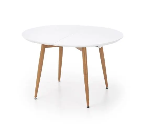 Biały okrągły stół rozkładany do jadalni w stylu skandynawskim EDWARD