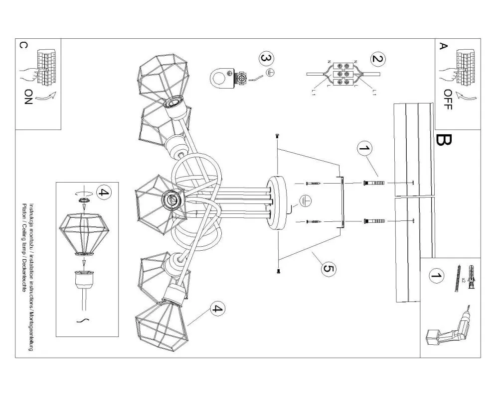 Żyrandol ARTEMIS 5S czarny | sklep MIRAT kolekcja artemis