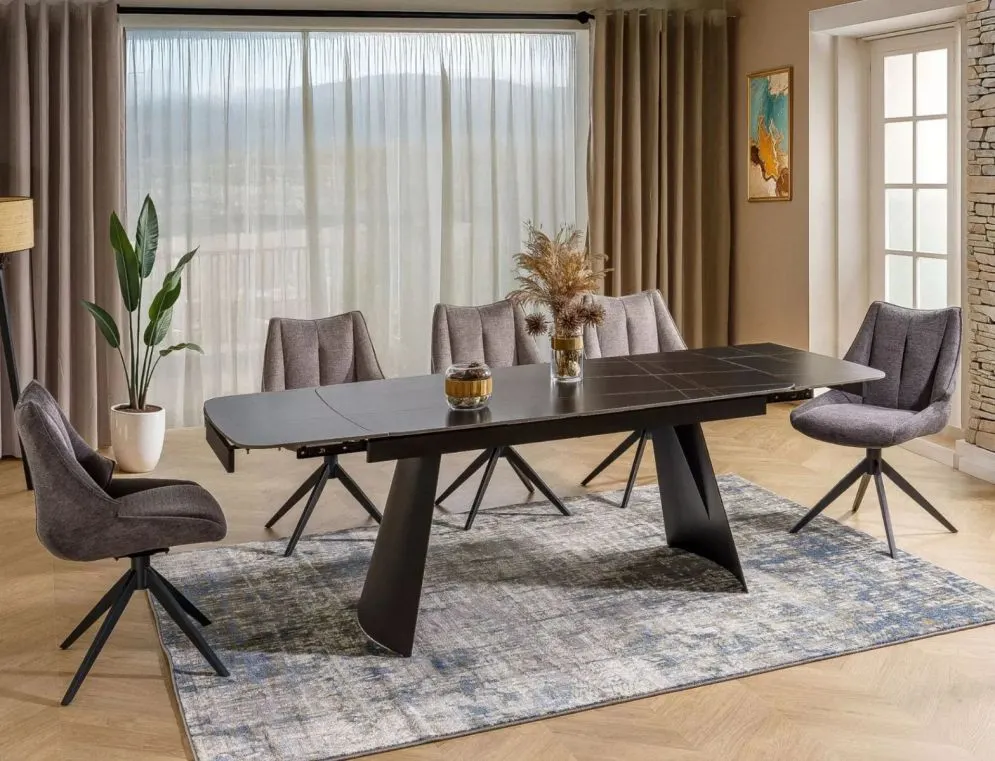 Stół ceramiczny Bacardi 160-240 cm czarny mat do salonu | MIRAT styl LOFT