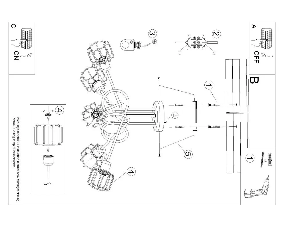 Żyrandol BELUCI 5S czarny | sklep MIRAT  kolekcja beluci