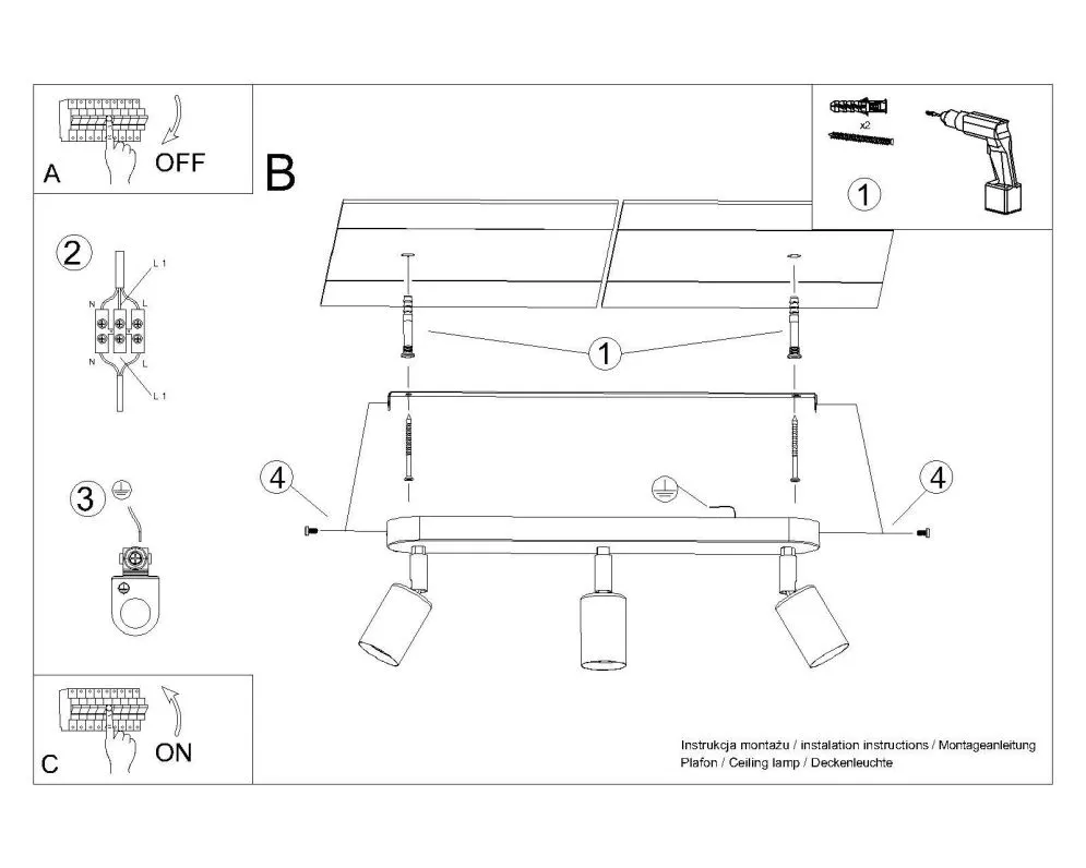 Plafon FORNES 3 czarny | sklep MIRAT kolekcja fornes