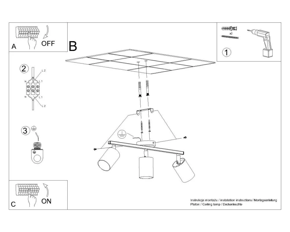 Plafon LEMMI 3 czarny | sklep MIRAT  kolekcja lemmi