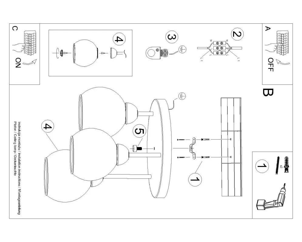 Żyrandol ALINO 3 czarny | sklep MIRAT  kolekcja alino