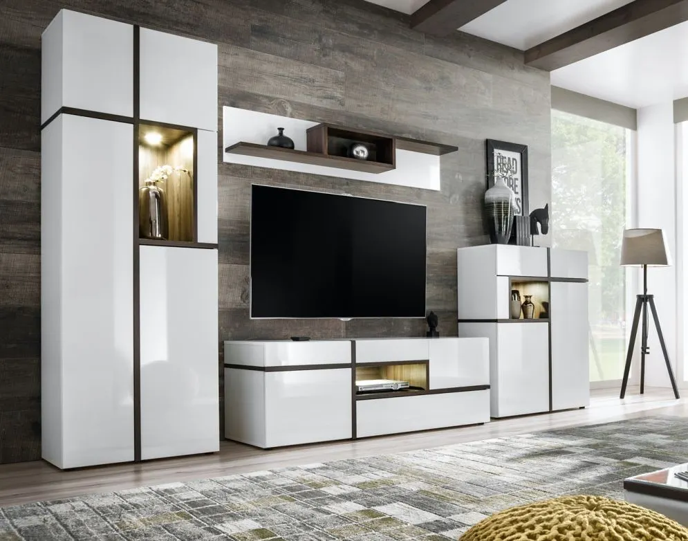 Półka CROSS biała/perłowy wiąz w stylu nowoczesnym | MIRAT.  kolekcja CROSS