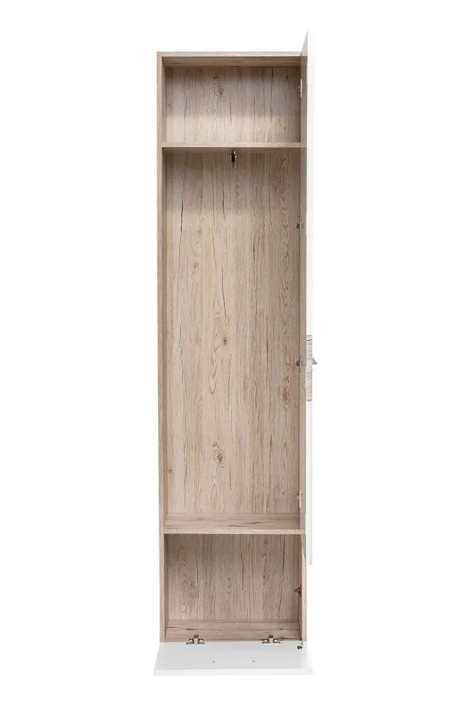 Garderoba do przedpokoju GUSTAVO IX dąb wellington/biała połysk z oświetleniem LED I sklep meblowy MIRAT.