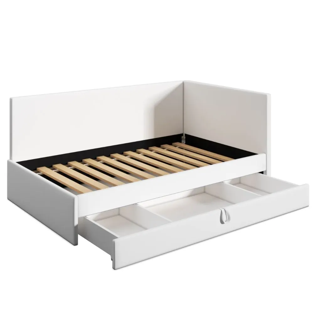 Łóżko młodzieżowe AURA 2 80x200 grantowe z tapicerowanym zagłówkiem i szufladą I sklep meblowy MIRAT.