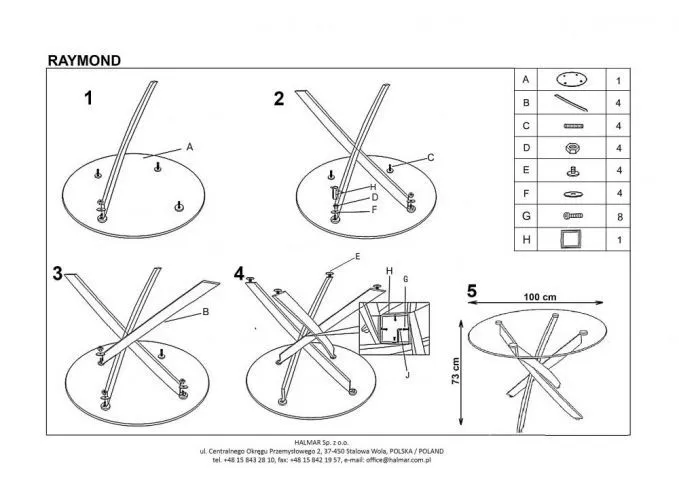 Instrukcja montażu stołu RAYMOND