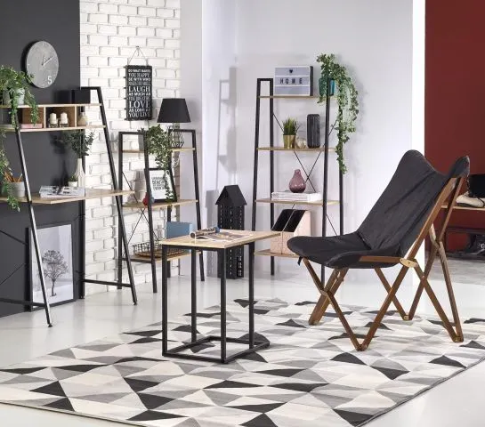 Regał NARVIK REG2 dąb sonoma czarny | MIRAT. styl LOFT kolekcja NARVIK HALMAR