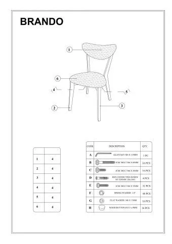 Krzesło BRANDO drewniane z tapicerowanym szarym siedziskiem | MIRAT. w stylu SKANDYNAWSKI, VINTAGE kolekcja BRANDO