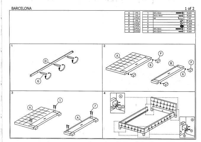 Instrukcja montażu łóżka BARCELONA