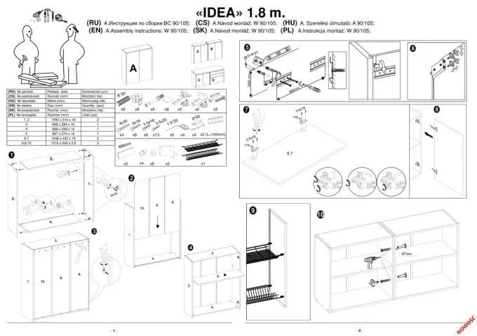 Instrukcja montażu mebli kuchennych IDEA 180