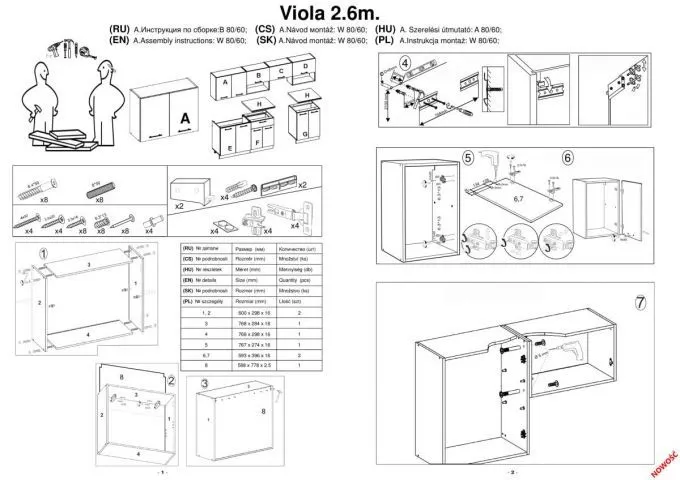 Instrukcja montażu mebli kuchennych VIOLA 260
