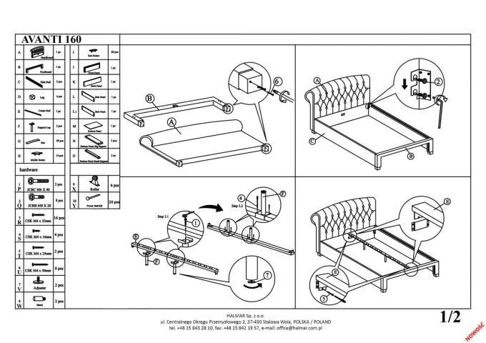 Łóżko AVANTI 160x200 szare tapicerowane z szufladą | MIRAT.