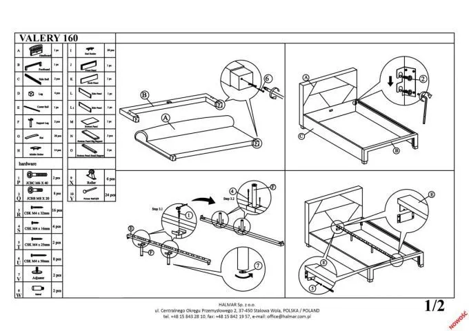 Instrukcja montażu łóżka VALERY