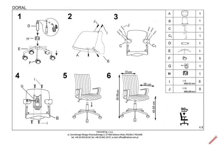 instrukcja montażu fotela Doral