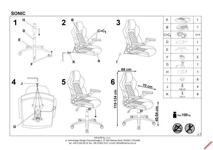 Fotel biurowy SONIC czarny/jasny popielaty gamingowy do biurka | MIRAT. w stylu kolekcja