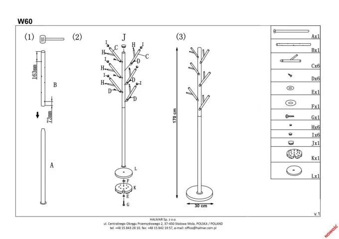 Instrukcja montażu wieszaka W60