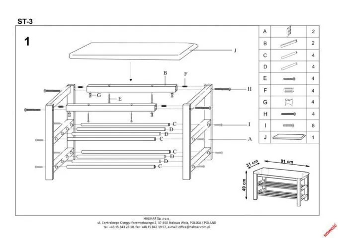 Stojak na buty ST-11 czarny/naturalny z dwiema półkami | MIRAT. w stylu  kolekcja