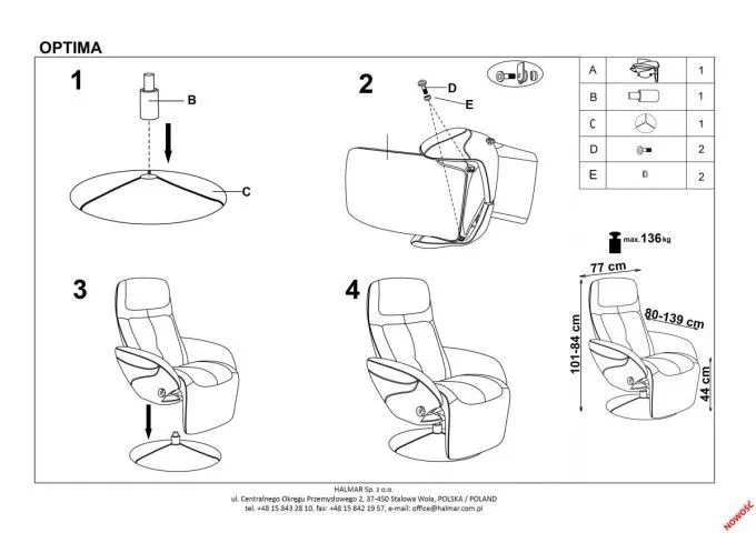 Instrukcja montażu fotela OPTIMA 2