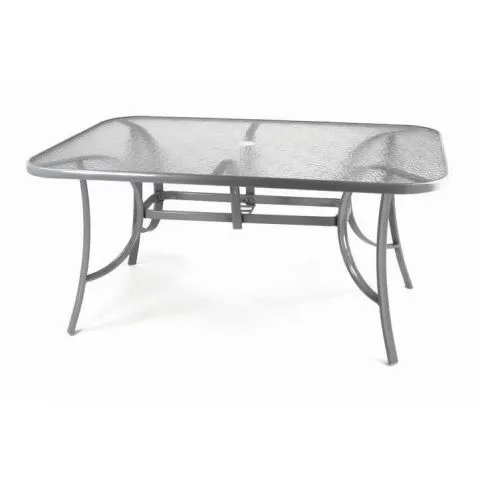 Popielaty szklany stół ogrodowy z metalową podstawą MOSLER