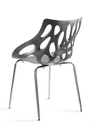 Szare krzesło plastikowe z otworami na metalowych nogach AREA