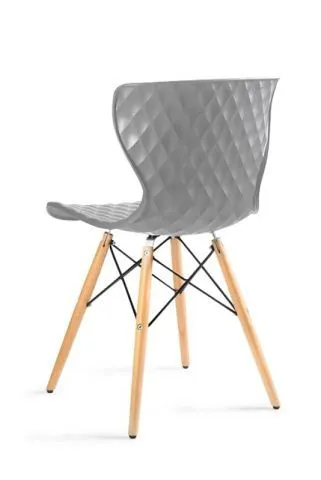 Szare krzesło plastikowe na drewnianych nogach do jadalni i kuchni OPEN