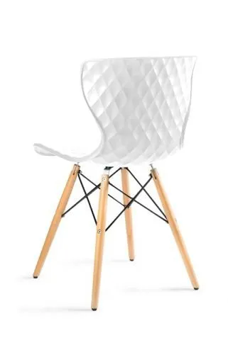 Białe krzesło plastikowe na drewnianych nogach OPEN