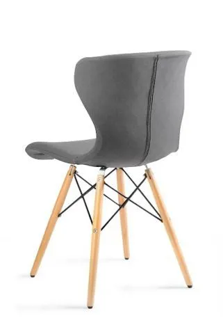 Szare krzesło tapicerowane tkaniną do jadalni na drewnianych nogach SOFT