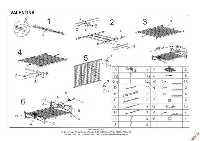 Instrukcja montażu łóżka VALENTINA 160
