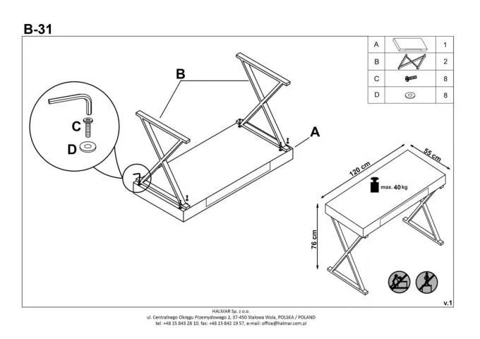 Instrukcja montażu biurka B-31