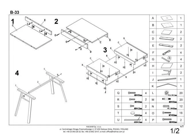 Instrukcja montażu biurka B-33