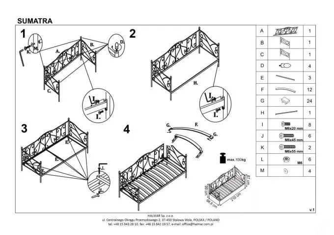Instrukcja montażu łóżka SUMATRA