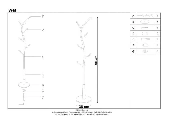 Instrukcja montażu wieszaka W45 Halmar