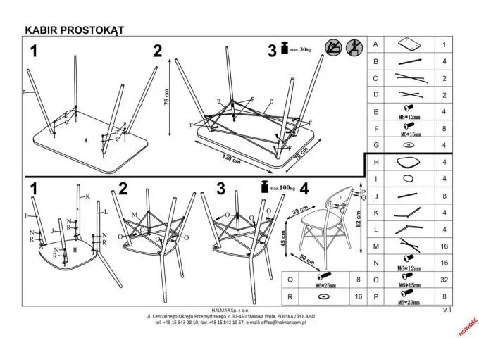 Zestaw KABIR kwadrat stół + 2 krzesła dąb san remo w stylu loft | MIRAT.