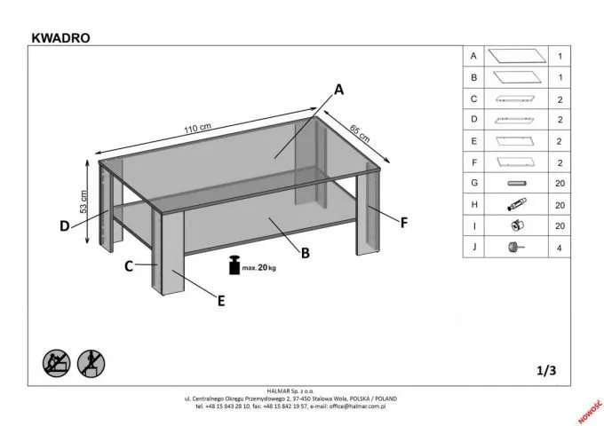 Ława KWADRO dąb votan w stylu klasycznym z półką | MIRAT. w stylu  kolekcja