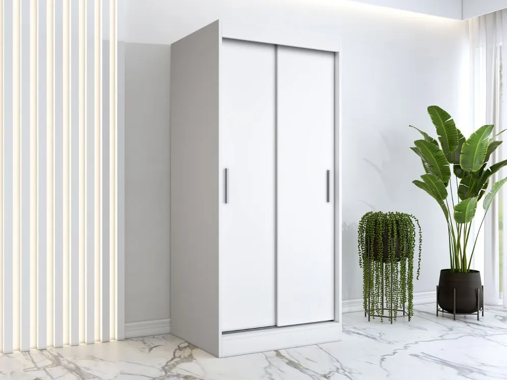 Szafa przesuwna MODUO COMFORT 90 biała mat gładka do sypialni | MIRAT. w stylu SKANDYNAWSKI kolekcja MODUO COMFORT