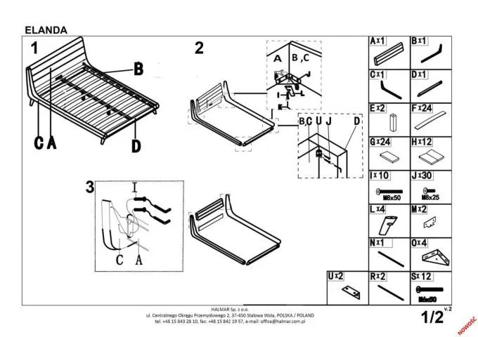 Łóżko ELANDA 140x200 jasny popiel z drewnianymi nóżkami | MIRAT.
