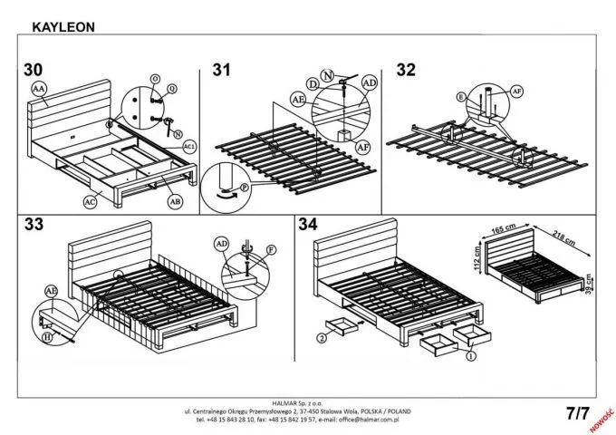 Łóżko KAYLEON 160x200 beżowe z szufladami | MIRAT.