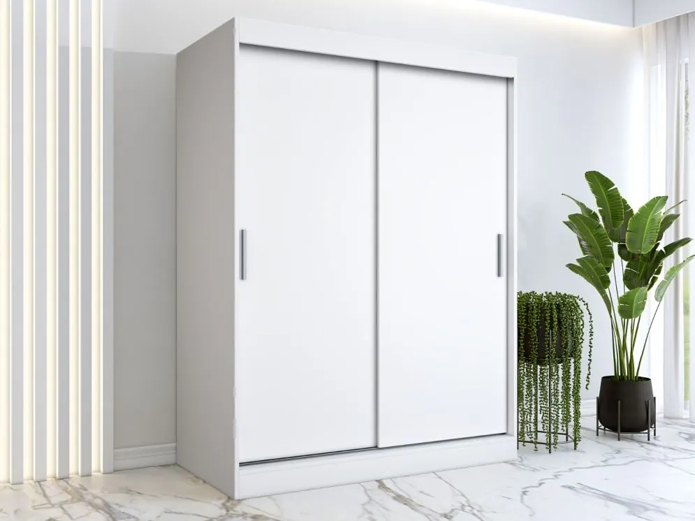 Szafa przesuwna MODUO COMFORT 150 biała mat gładka do sypialni | MIRAT. w stylu SKANDYNAWSKI kolekcja MODUO COMFORT