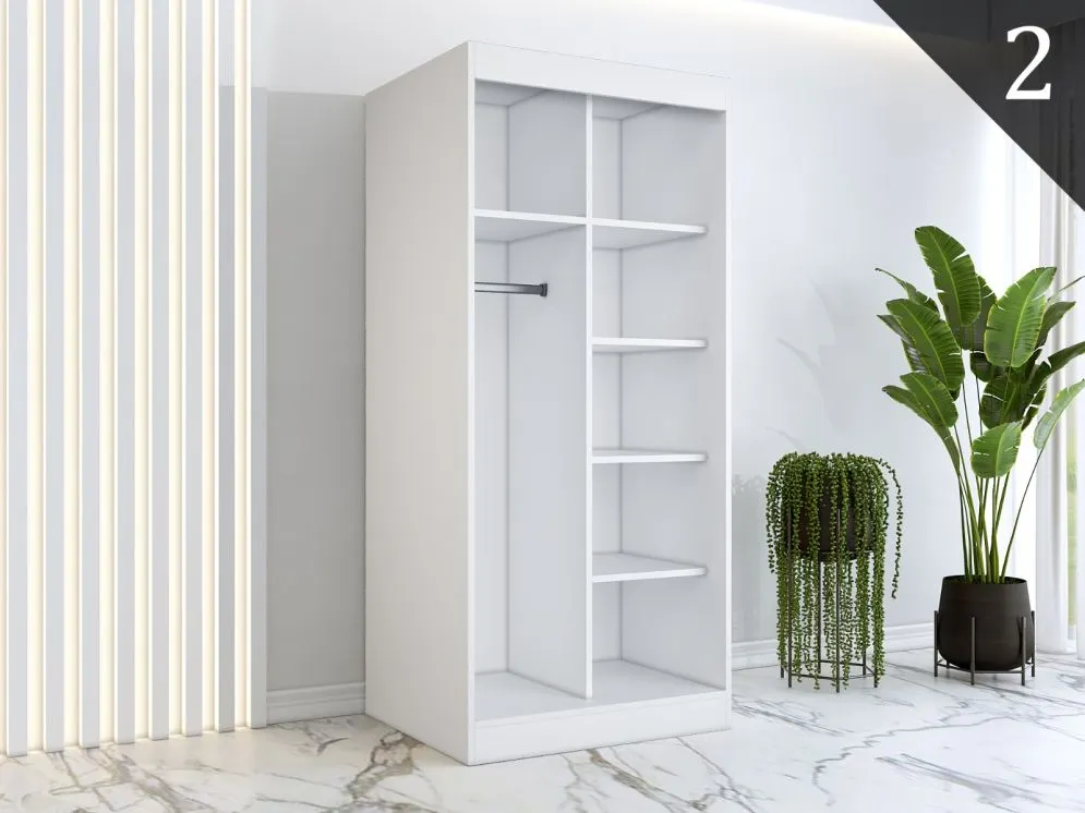 Korpus szafy MODUO COMFORT 90 biały mat z półkami i drążkami | MIRAT. styl SKANDYNAWSKI kolekcja MODUO COMFORT