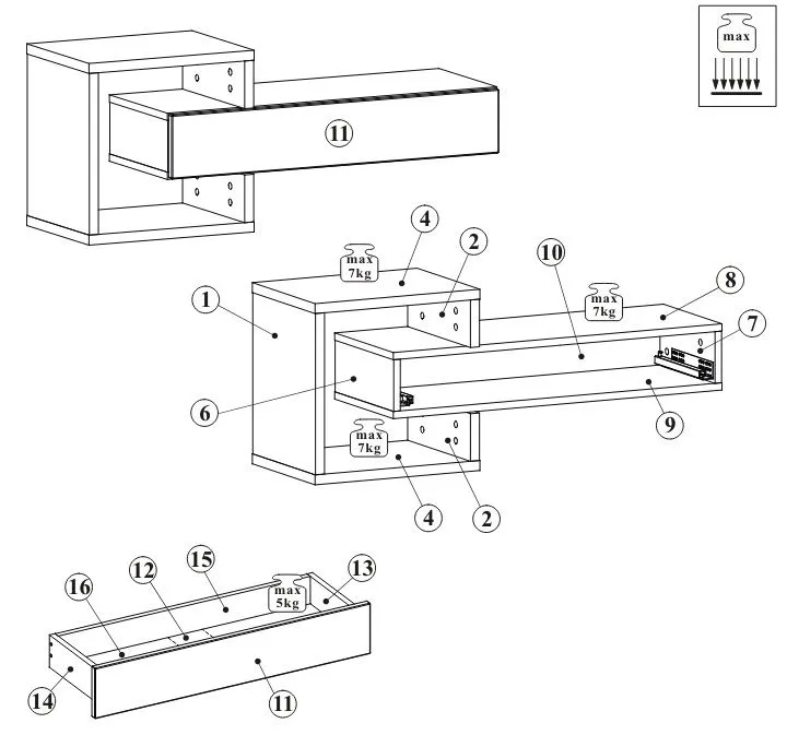 Konsola wisząca EASY 100x40 dąb wotan/biała z szufladą I sklep meblowy MIRAT.