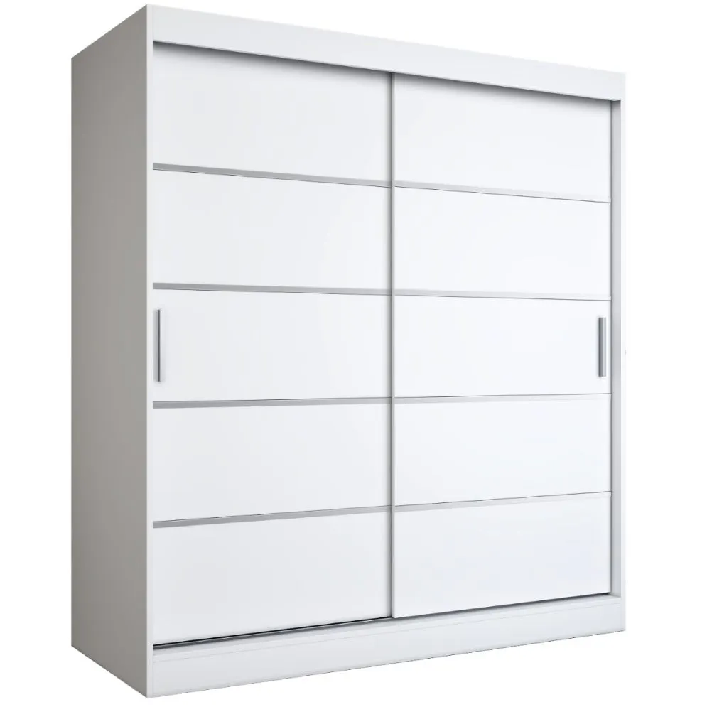 Szafa przesuwna MODUO COMFORT 180 biała mat z ozdobnymi listwami do sypialni | MIRAT.  kolekcja MODUO COMFORT