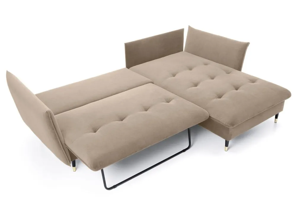 Narożnik z funkcją spania ATENA beżowy prawy z poduszkami I sklep meblowy MIRAT. styl GLAMOUR