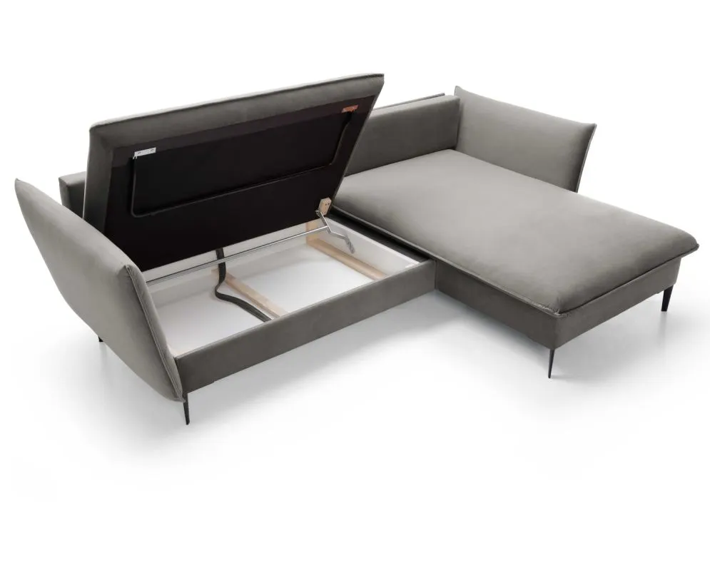 Narożnik z funkcją spania BOSS szary na metalowych nogach I sklep meblowy MIRAT.